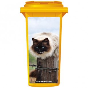 Barn Cat On A Post Wheelie Bin Sticker Panel